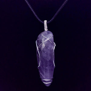 Wire Wrapped Amethyst Silver tone